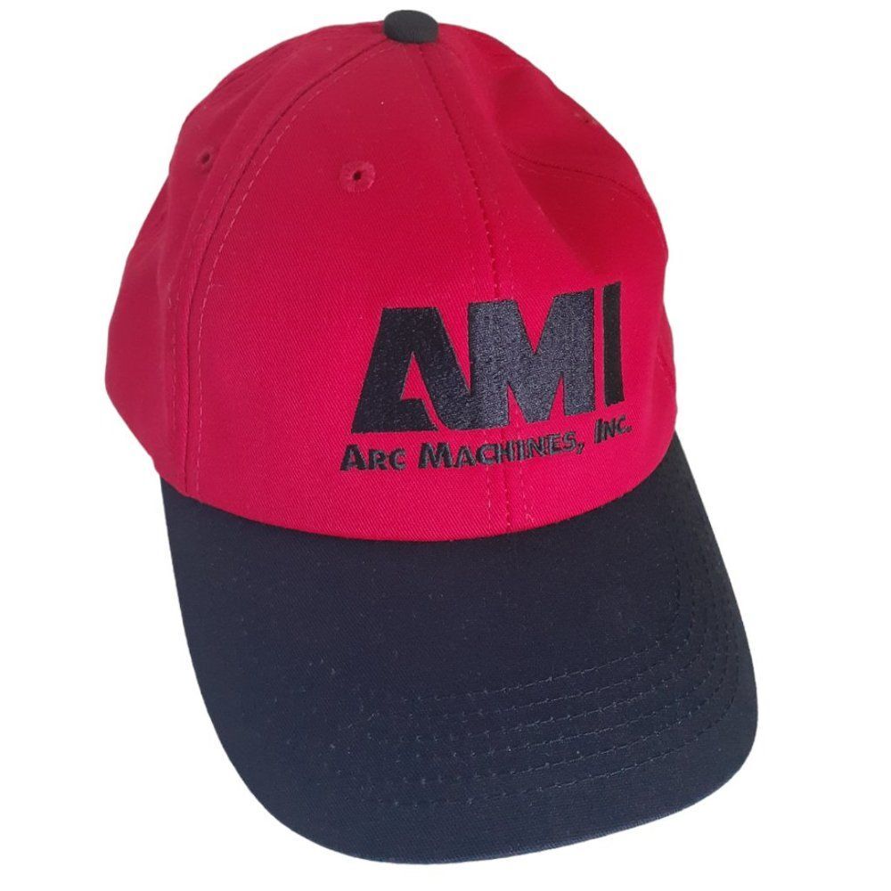 AMI Embroidered Logo Red Black Adjustable Snapback Trucker's Hat USA Made